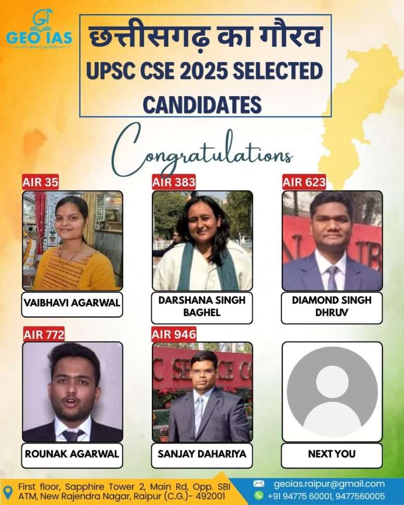 #UPSC2025 #UPSCResults #GEOIAS #CivilServices #SuccessStory #ChhattisgarhPride #UPSCPreparation #IASDream #NextYou